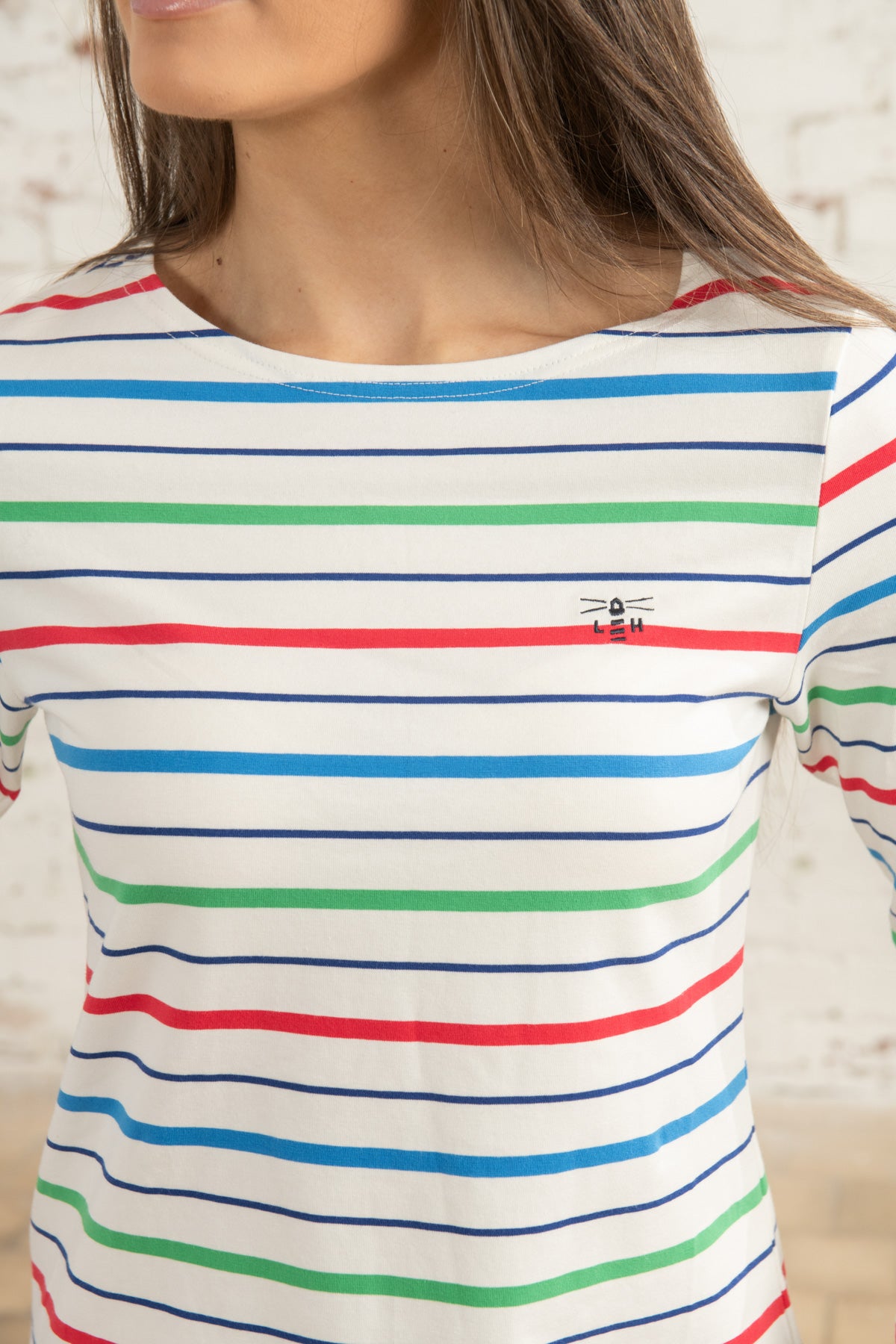 Ladies Causeway Long Sleeve Top - Seagrass Blue Poppy Stripe