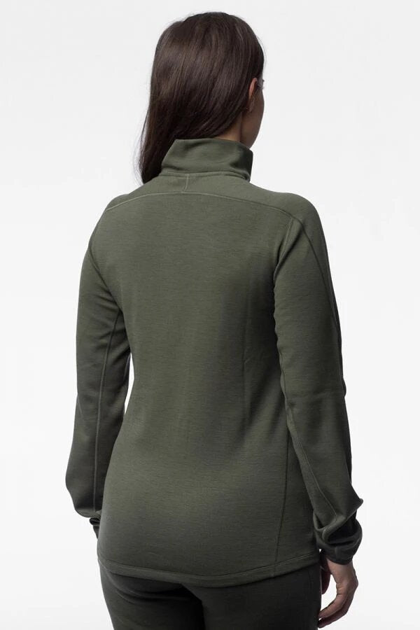 Merino Women's Mid Layer Half-Zip Top, Hunter Green