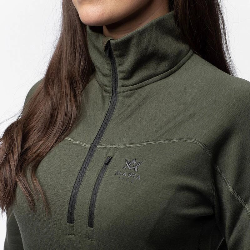 Merino Women's Mid Layer Half-Zip Top, Hunter Green