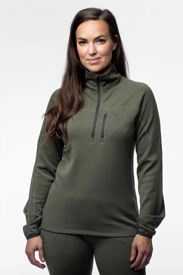 Merino Women's Mid Layer Half-Zip Top, Hunter Green